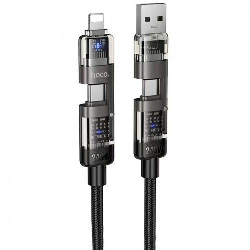 Дата кабель Hoco U151 Goldsmith 4in1 Type-C to USB/Type-C to Lightning 240W (1.2m) Black