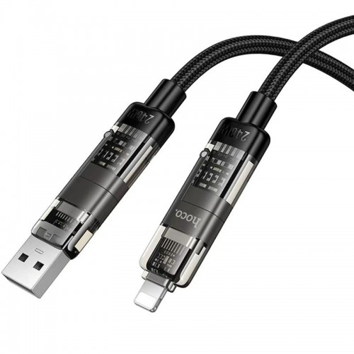 Дата кабель Hoco U151 Goldsmith 4in1 Type-C to USB/Type-C to Lightning 240W (1.2m) Black