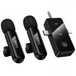 Петличний бездротовий мікрофон Hoco L20C Fair dual-mic 3in1 (Lightning/Type-C/3.5) Black