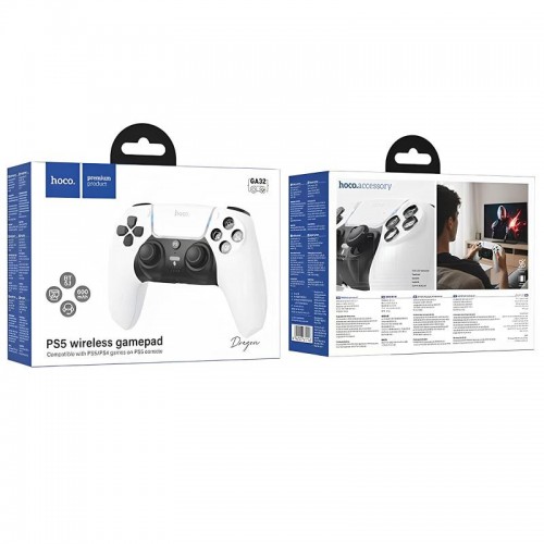 Ігровий джойстик геймпад Hoco GA32 Dragon for PS5 White