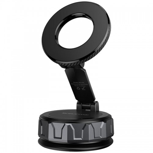 Автотримач Borofone BH140 Gloria Vacuum Suction Magnetic (center console) Black / Metal gray
