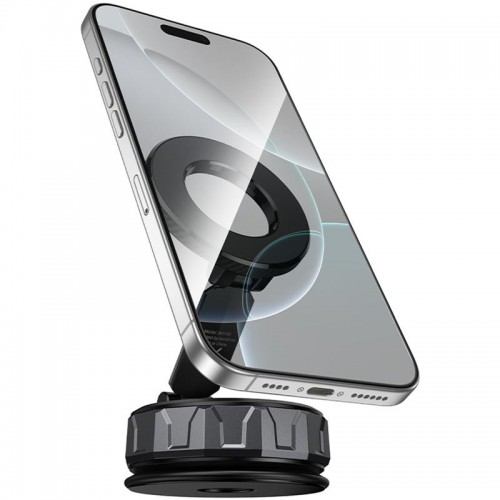 Автотримач Borofone BH140 Gloria Vacuum Suction Magnetic (center console) Black / Metal gray