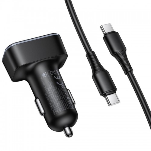 АЗУ Hoco Z63A Barry PD42W+QC3.0 (2USB-A/1C) + кабель Type-C to Type-C Black
