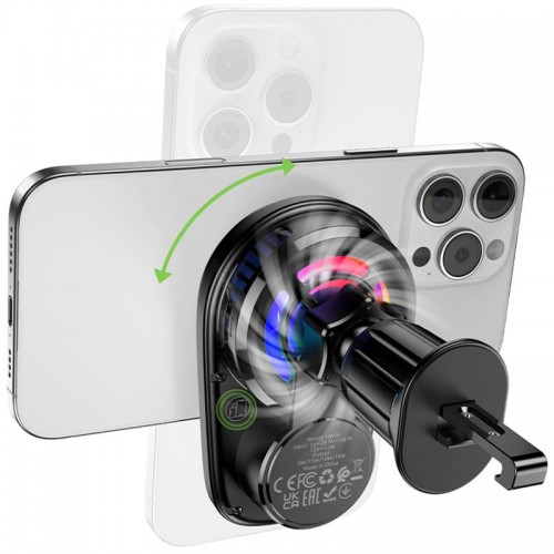 Автотримач з БЗП Hoco HW36 Electric 15W with cooler (air outlet) Black