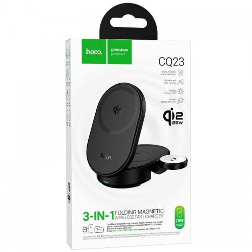 БЗУ Hoco CQ23 Pole Qi2.2 3-in-1 Black