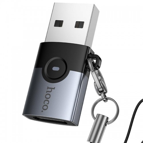 Переходник Hoco UA46B USB Male to Type-C Female USB3.0 Metal gray
