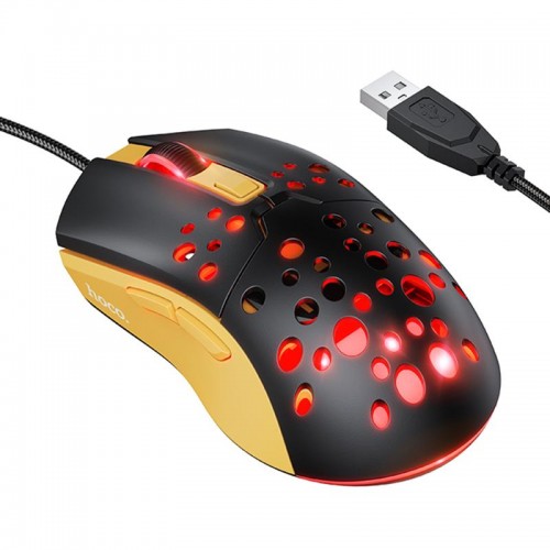 Мышь проводная Hoco GM51 Sky Luminous Black / Yellow