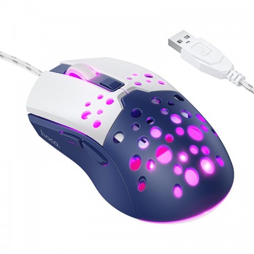 Мышь проводная Hoco GM51 Sky Luminous White / Blue