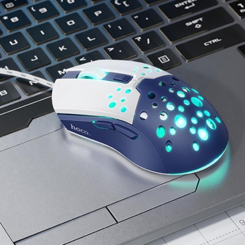 Мышь проводная Hoco GM51 Sky Luminous White / Blue