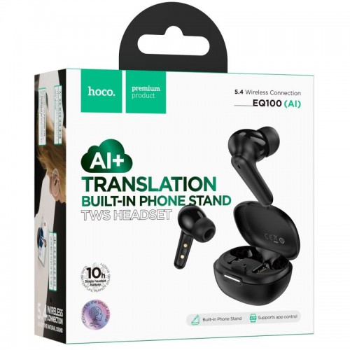 Беспроводные TWS наушники Hoco EQ100 Intelligent AI translation (App) Black