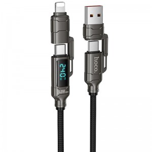 Дата кабель Hoco U152 Fortune 4in1 Type-C to Lightning/Type-C to USB 240W (1.2m) Black