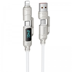 Дата кабель Hoco U152 Fortune 4in1 Type-C to Lightning/Type-C to USB 240W (1.2m) Light Gray