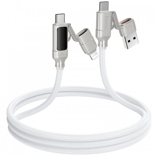 Дата кабель Hoco U152 Fortune 4in1 Type-C to Lightning/Type-C to USB 240W (1.2m) Light Gray