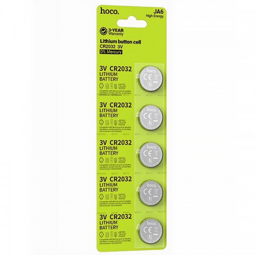 Батарейки Hoco JA6 (CR2032) Button 5 pcs Silver