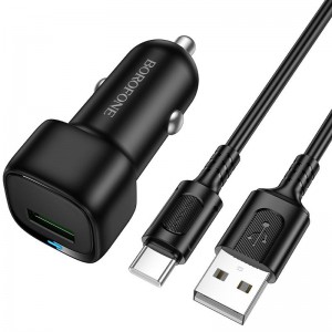АЗП Borofone BZ34 Cloud QC3.0 (1USB-A) + кабель USB to Type-C Black