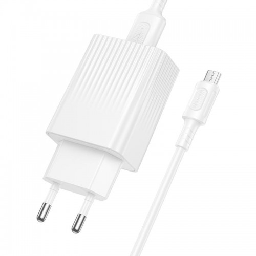 СЗУ Borofone BAS72A Source QC3.0 (1USB-A) + кабель USB to MicroUSB White