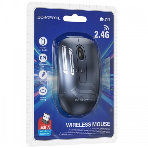 Мышь беспроводная Borofone BG13 Winner 2.4G Black / Metal gray