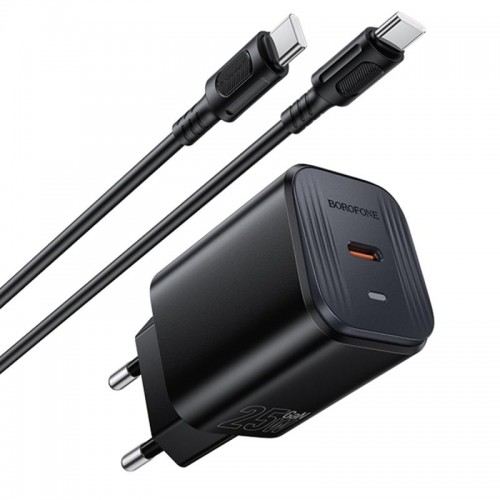 СЗУ Borofone BAS84A Star PD25W (1USB-C) + кабель Type-C to Type-C Black