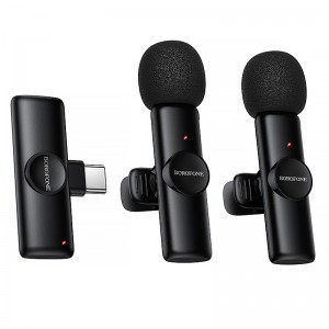 Петличный беспроводной микрофон Borofone BFK16A Winner dual-mic Type-C Black