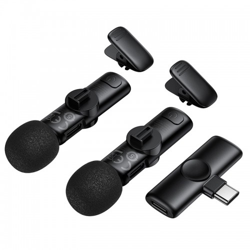 Петличный беспроводной микрофон Borofone BFK16A Winner dual-mic Type-C Black