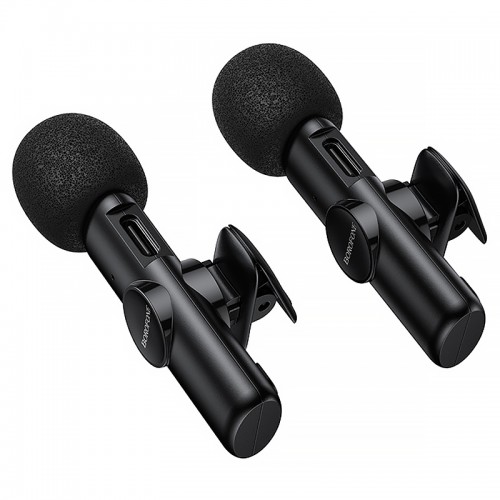 Петличный беспроводной микрофон Borofone BFK16A Winner dual-mic Type-C Black