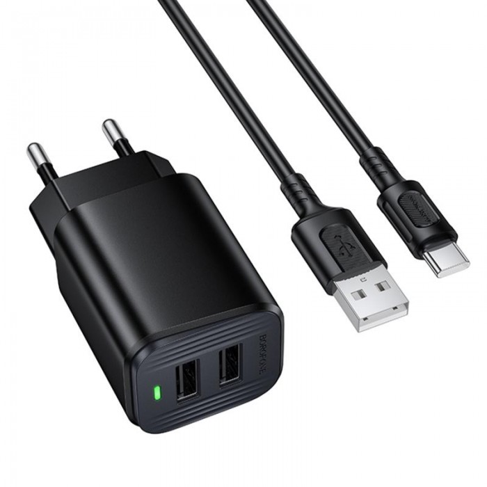 МЗП Borofone BAS81A Star 10.5W (2USB-A) + кабель USB to Type-C