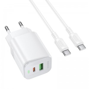 СЗУ Borofone BAS83A Star PD20W+QC3.0 (1USB-A/1C) + кабель Type-C to Type-C White