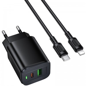 СЗУ Borofone BAS83A Star PD20W+QC3.0 (1USB-A/1C) + кабель Type-C to Lightning Black