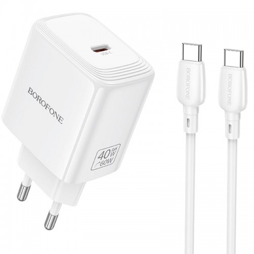 МЗП Borofone BN33 Fuente PD40W (1USB-C) + кабель Type-C to Type-C White