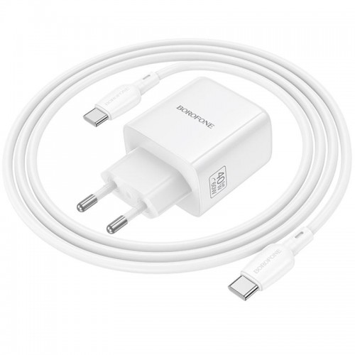 МЗП Borofone BN33 Fuente PD40W (1USB-C) + кабель Type-C to Type-C White
