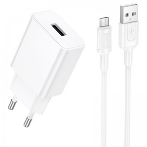 СЗУ Borofone BA110A Lemi 7.5W (1USB-A) + кабель USB to MicroUSB White