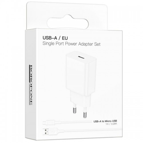СЗУ Borofone BA110A Lemi 7.5W (1USB-A) + кабель USB to MicroUSB White