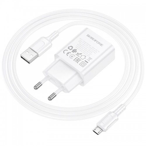 СЗУ Borofone BA110A Lemi 7.5W (1USB-A) + кабель USB to MicroUSB White