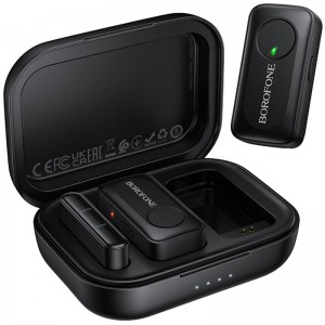 Петличный беспроводной микрофон Borofone BFK17 Lemai dual-mic Type-C Black