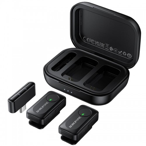 Петличный беспроводной микрофон Borofone BFK17 Lemai dual-mic Type-C Black