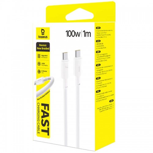 Дата кабель Baseus New Braided Type-C to Type-C 100W (1m) (E0426) Moon White