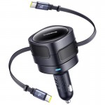 АЗП Baseus Enjoyment Max PD60W with retractable cable (2USB-C) (C00035507121) Cosmic Black