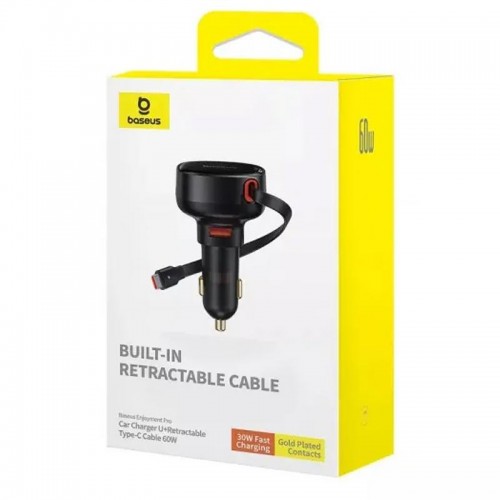 АЗУ Baseus Enjoyment Pro PD60W+QC3.0 with retractable cable (1USB-A/1C) (C000578) Cluster Black