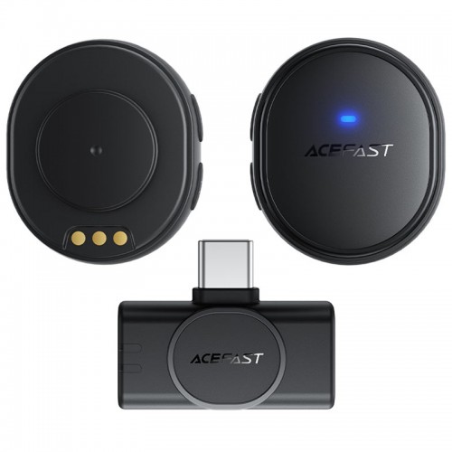 Петличный беспроводной микрофон Acefast R3 Dual-mic Type-C Black
