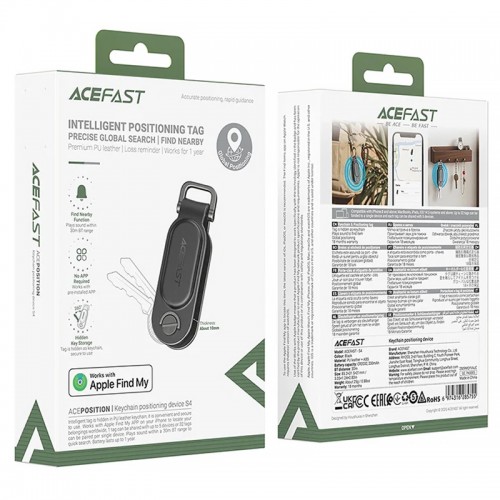 Трекер Acefast S4 Keychain Tag 230 mAh Black
