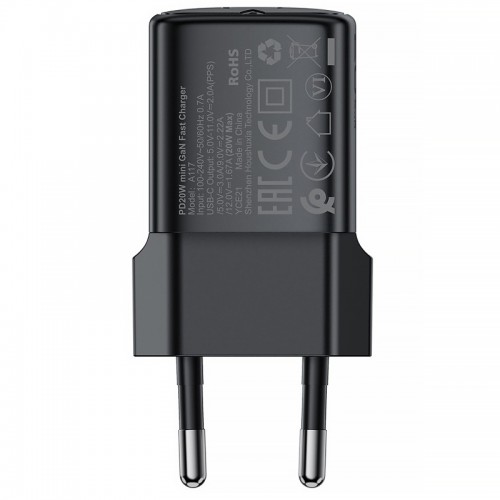 МЗП Acefast A117 mini PD20W GaN (1USB-C) + кабель Type-C to Lightning Black