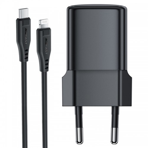 МЗП Acefast A117 mini PD20W GaN (1USB-C) + кабель Type-C to Lightning Black
