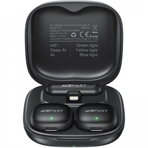 Петличный беспроводной микрофон Acefast R1 Dual-mic Lightning Black