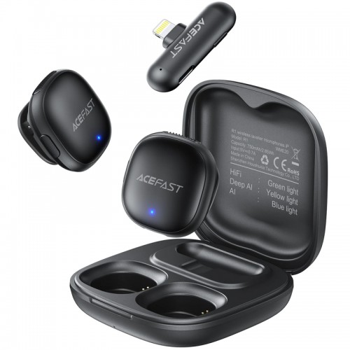 Петличный беспроводной микрофон Acefast R1 Dual-mic Lightning Black