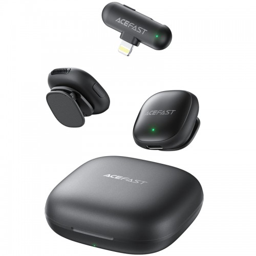 Петличный беспроводной микрофон Acefast R1 Dual-mic Lightning Black