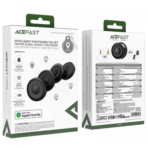 Трекер Acefast S1 Findy 230 mAh (4ps) Black