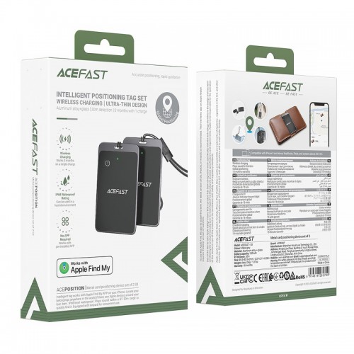 Трекер Acefast S3 Metal Card 100 mAh (2ps) Gray