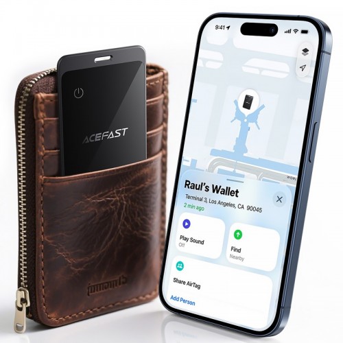 Трекер Acefast S3 Metal Card 100 mAh (2ps) Gray