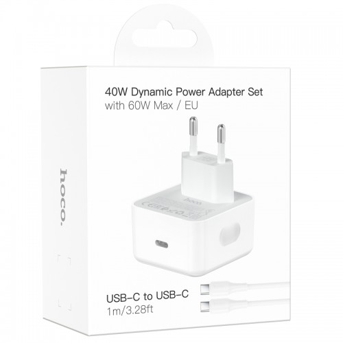 СЗУ Hoco C161A Speed PD40W (1USB-C) + кабель Type-C to Type-C White