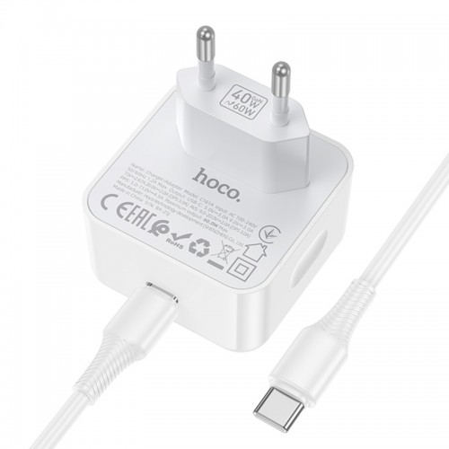СЗУ Hoco C161A Speed PD40W (1USB-C) + кабель Type-C to Type-C White